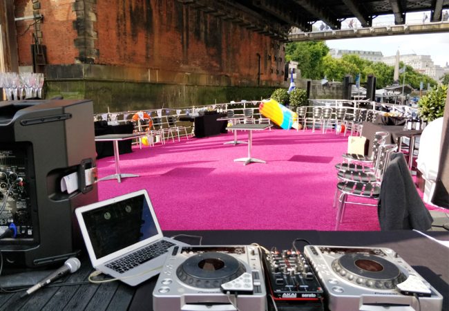 Scottish-Tv-Boat-Party-DJ-Hire-London Outdoor Event DJ Set Up